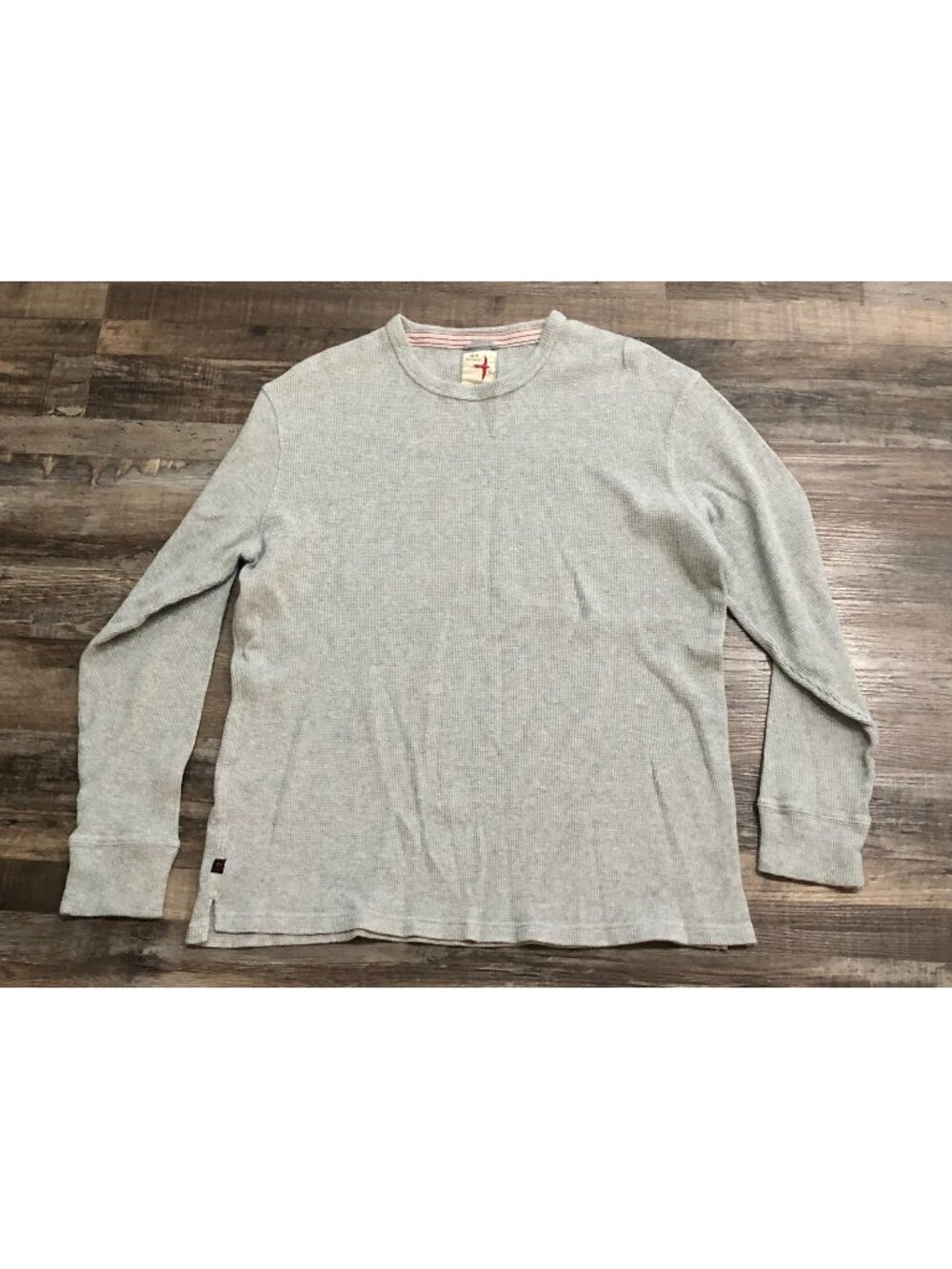 Relwen Sweater Mens 2XL Gray Waffle Knit Bi-Waffle Thermal Crew Sweatshirt